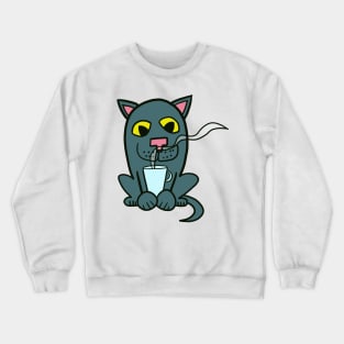 cat with coffee Crewneck Sweatshirt